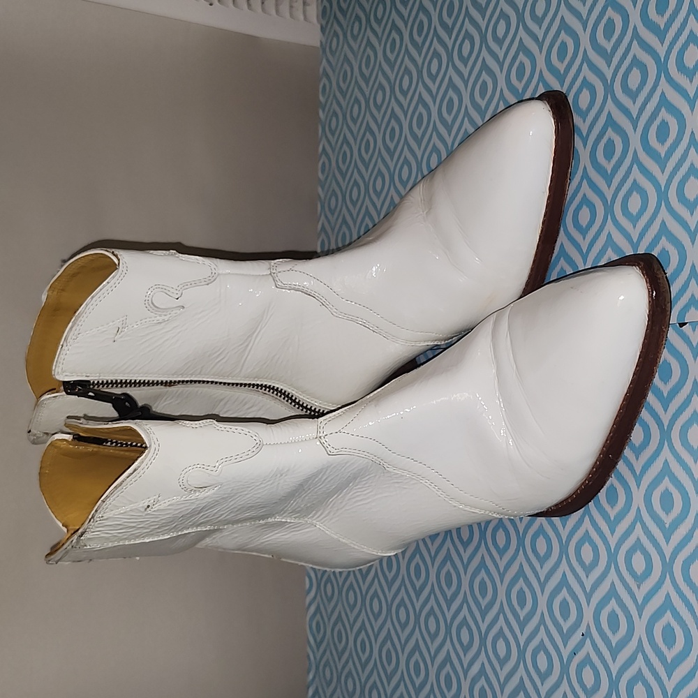 White Free People leather western frontier boots cowgirl